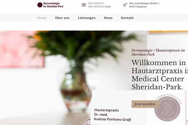 Neue Website für Dermatologie im Sheridanpark, Augsburg